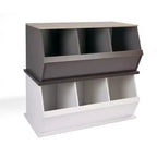 3-fach stapelbares MDF-Regal, Holzkohle/Grau Holzmaserung, 36 kg Tragfähigkeit, geschlossene Rückseite