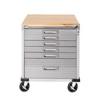Stahlrollschrank mit 6 Schubladen, Soft-Close-Schubladen, Hartholzplatte, 28x25x34,5"