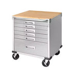 Stahlrollschrank mit 6 Schubladen, Soft-Close-Schubladen, Hartholzplatte, 28x25x34,5"