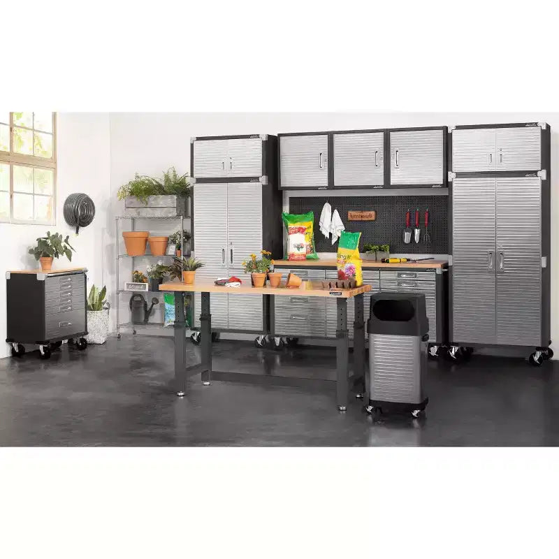 Stahlrollschrank mit 6 Schubladen, Soft-Close-Schubladen, Hartholzplatte, 28x25x34,5"