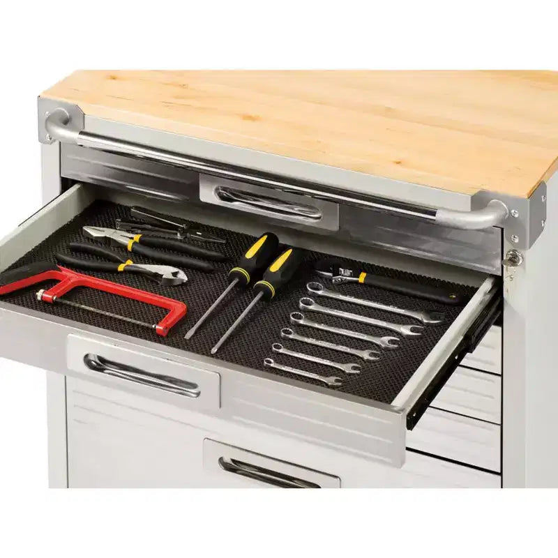 Stahlrollschrank mit 6 Schubladen, Soft-Close-Schubladen, Hartholzplatte, 28x25x34,5"