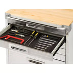 Stahlrollschrank mit 6 Schubladen, Soft-Close-Schubladen, Hartholzplatte, 28x25x34,5"