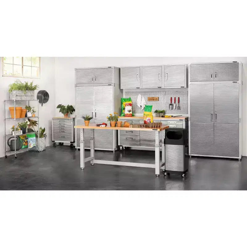Stahlrollschrank mit 6 Schubladen, Soft-Close-Schubladen, Hartholzplatte, 28x25x34,5"