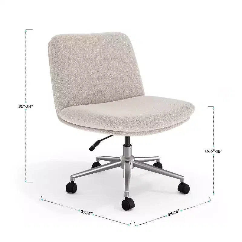 Gepolsterter Bouclé Bürostuhl mit Drehfunktion, höhenverstellbar, 360° drehbar, 136 kg Tragkraft