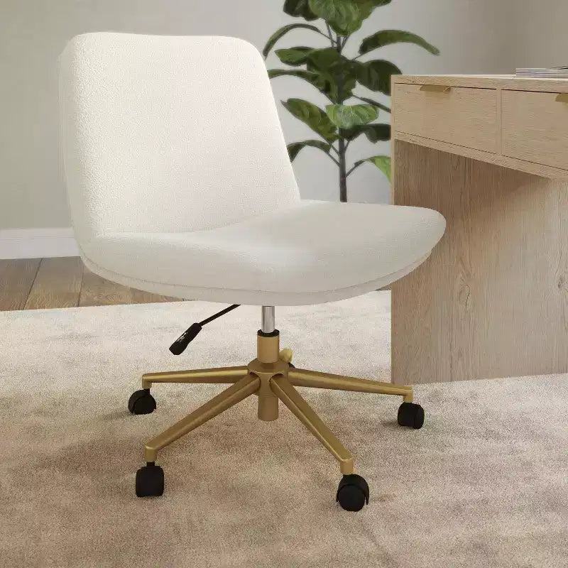 Gepolsterter Bouclé Bürostuhl mit Drehfunktion, höhenverstellbar, 360° drehbar, 136 kg Tragkraft