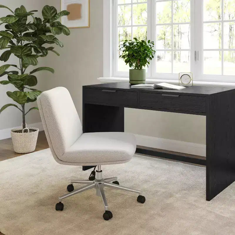 Gepolsterter Bouclé Bürostuhl mit Drehfunktion, höhenverstellbar, 360° drehbar, 136 kg Tragkraft