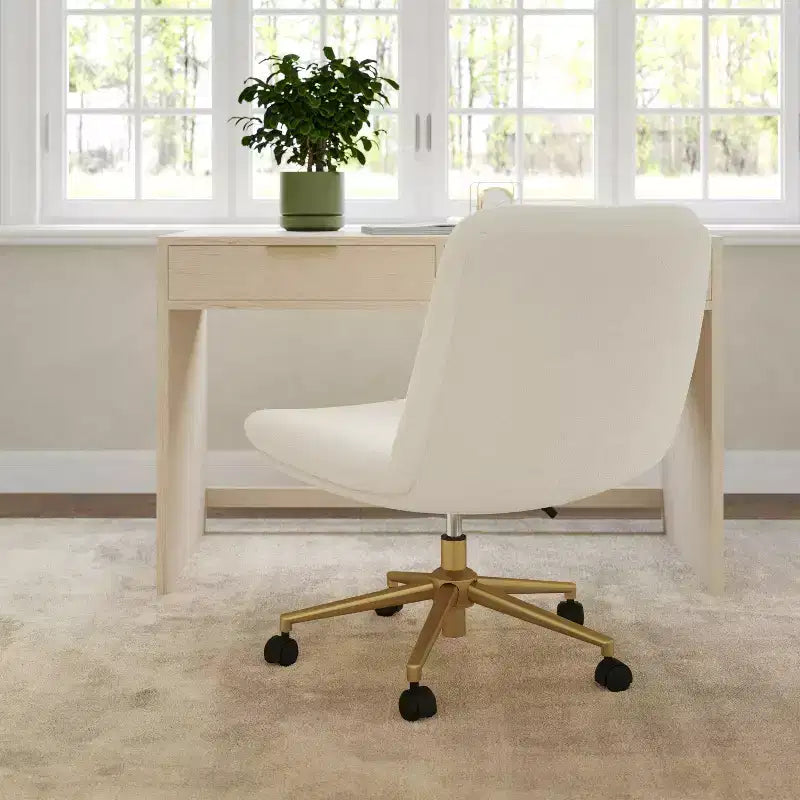 Gepolsterter Bouclé Bürostuhl mit Drehfunktion, höhenverstellbar, 360° drehbar, 136 kg Tragkraft