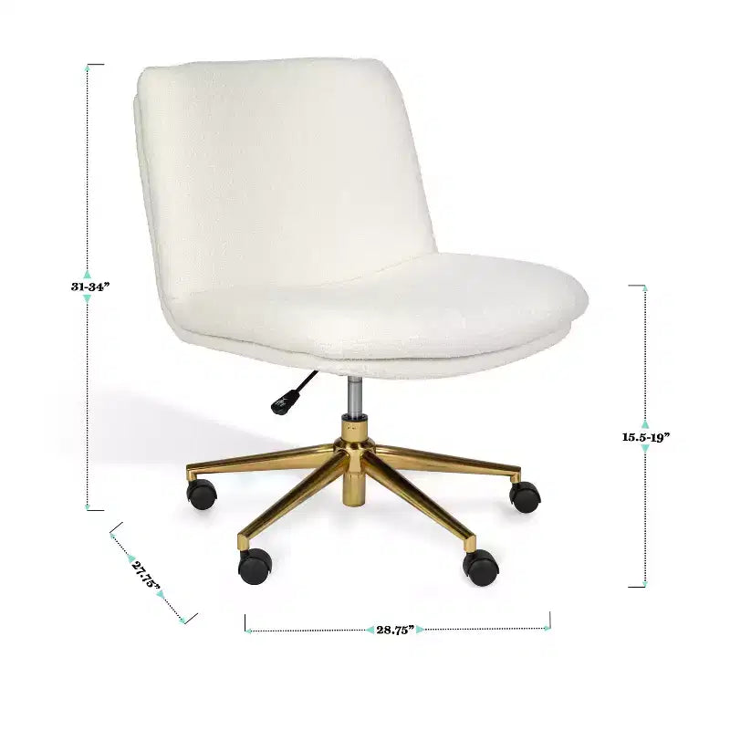 Gepolsterter Bouclé Bürostuhl mit Drehfunktion, höhenverstellbar, 360° drehbar, 136 kg Tragkraft