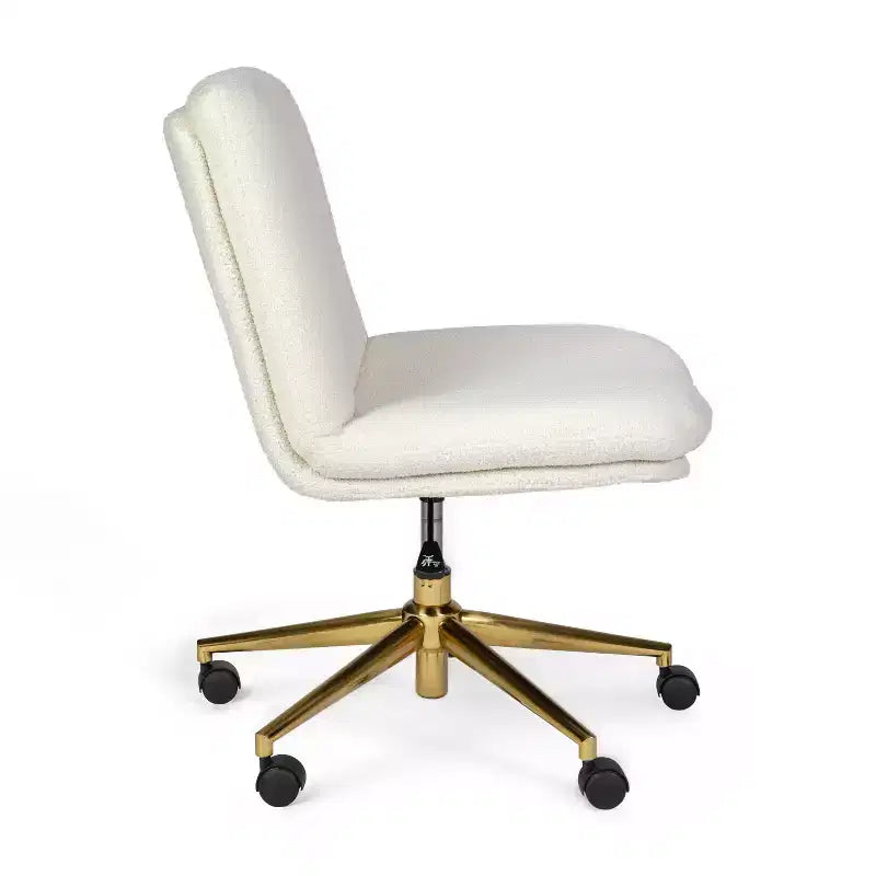 Gepolsterter Bouclé Bürostuhl mit Drehfunktion, höhenverstellbar, 360° drehbar, 136 kg Tragkraft