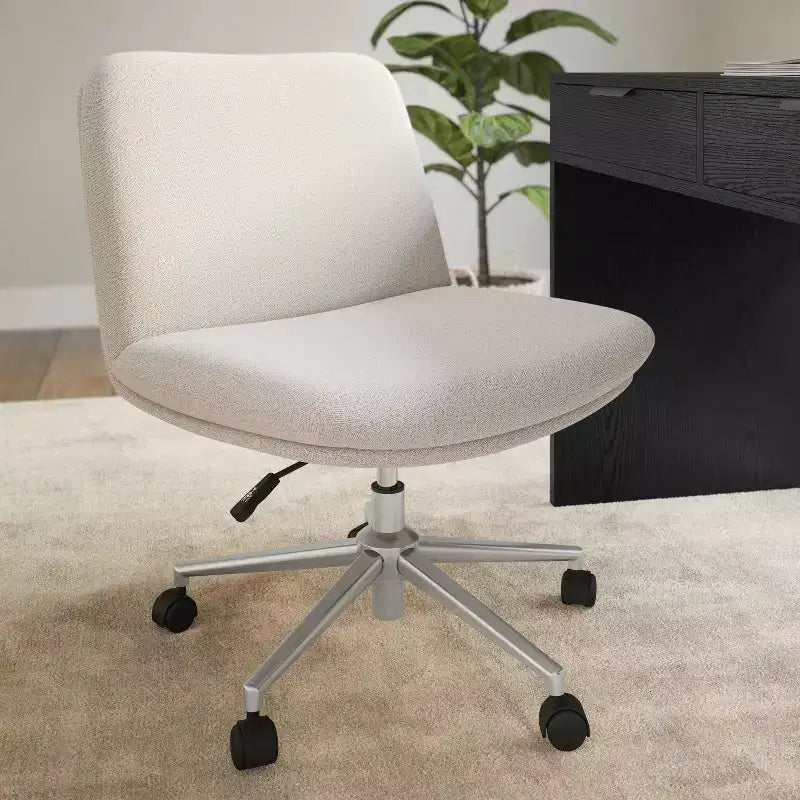 Gepolsterter Bouclé Bürostuhl mit Drehfunktion, höhenverstellbar, 360° drehbar, 136 kg Tragkraft