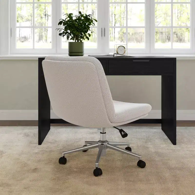 Gepolsterter Bouclé Bürostuhl mit Drehfunktion, höhenverstellbar, 360° drehbar, 136 kg Tragkraft
