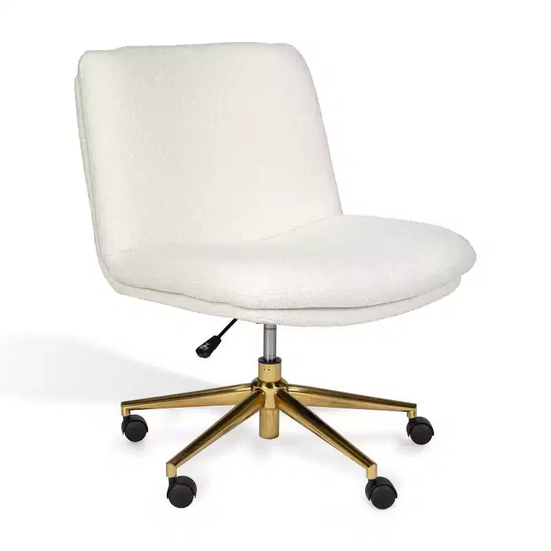 Gepolsterter Bouclé Bürostuhl mit Drehfunktion, höhenverstellbar, 360° drehbar, 136 kg Tragkraft
