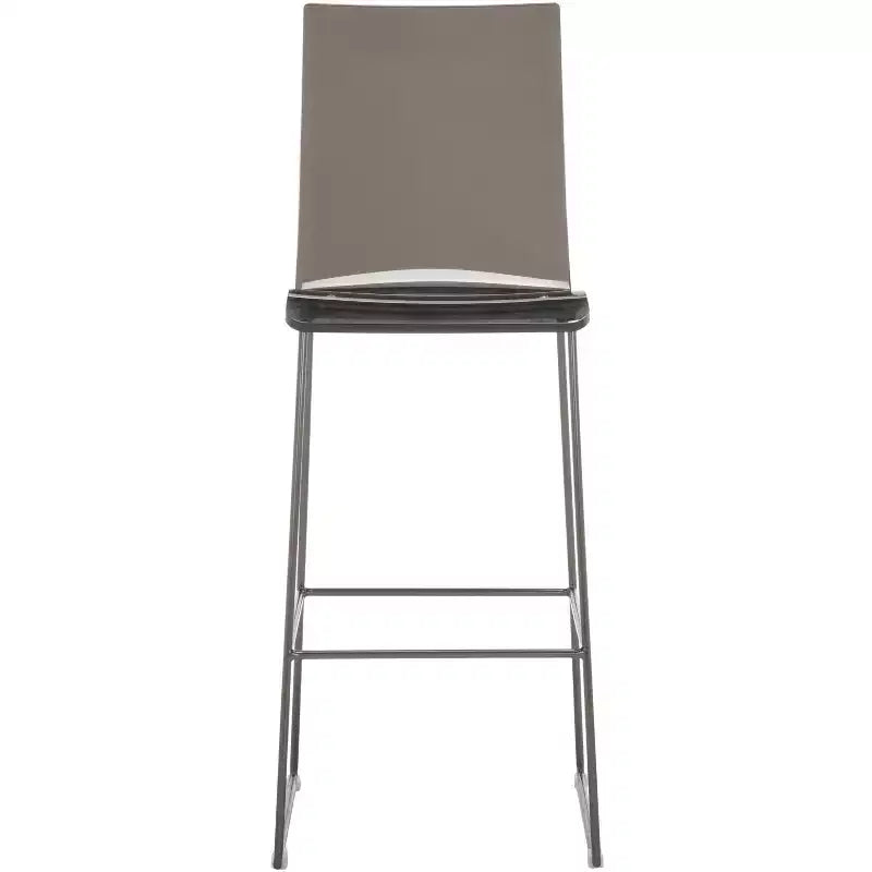 Rauchgrauer Barhocker aus Acryl mit Gestell aus Gunmetal-Eisen, rückenlehnenlos, mittelhohe Rückenlehne, 125 kg Tragkraft