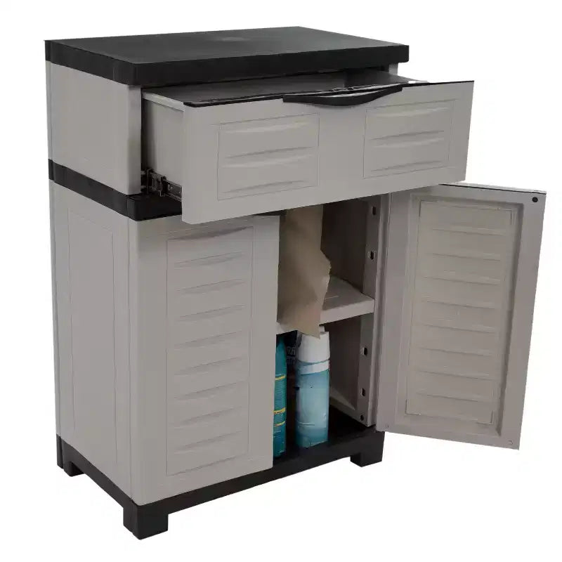Vielseitiger Kunststoffschrank mit verstellbarem Einlegeboden und Schublade, 87,6 cm H, für den Innenbereich