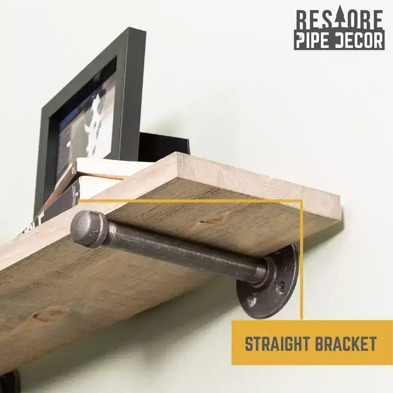 36" Wandregale Treibholz Tan mit geraden Halterungen, rustikaler Holzstil, einfache Installation