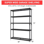 72" Schwerlast-Garagenregal, verstellbar, aus Stahl, 5 Böden, Industrieregal, Drahtregal