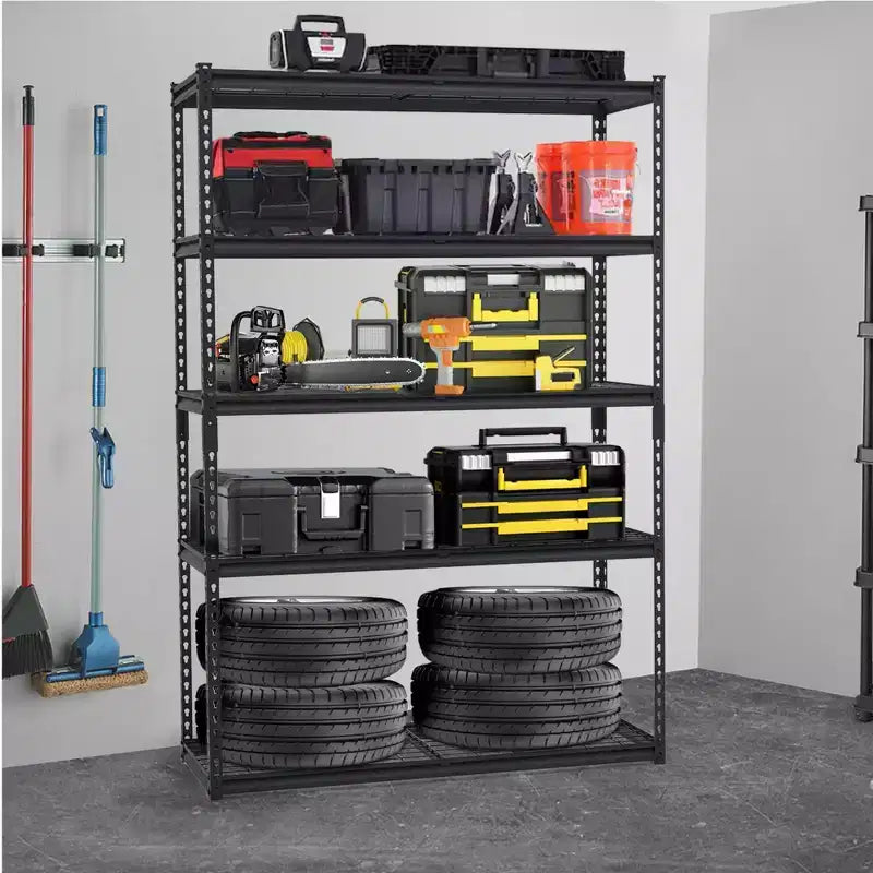 72" Schwerlast-Garagenregal, verstellbar, aus Stahl, 5 Böden, Industrieregal, Drahtregal