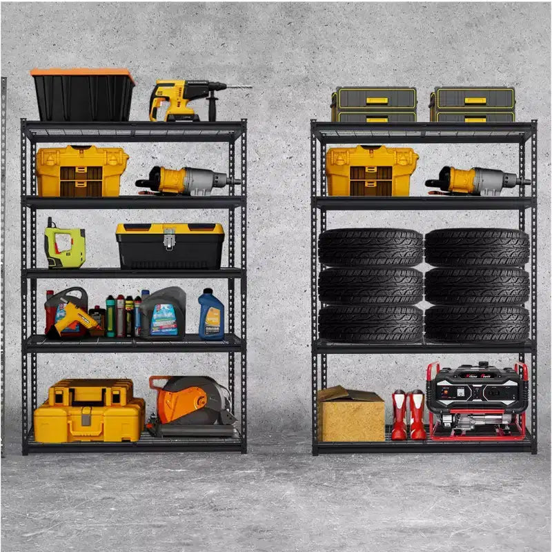 72" Schwerlast-Garagenregal, verstellbar, aus Stahl, 5 Böden, Industrieregal, Drahtregal
