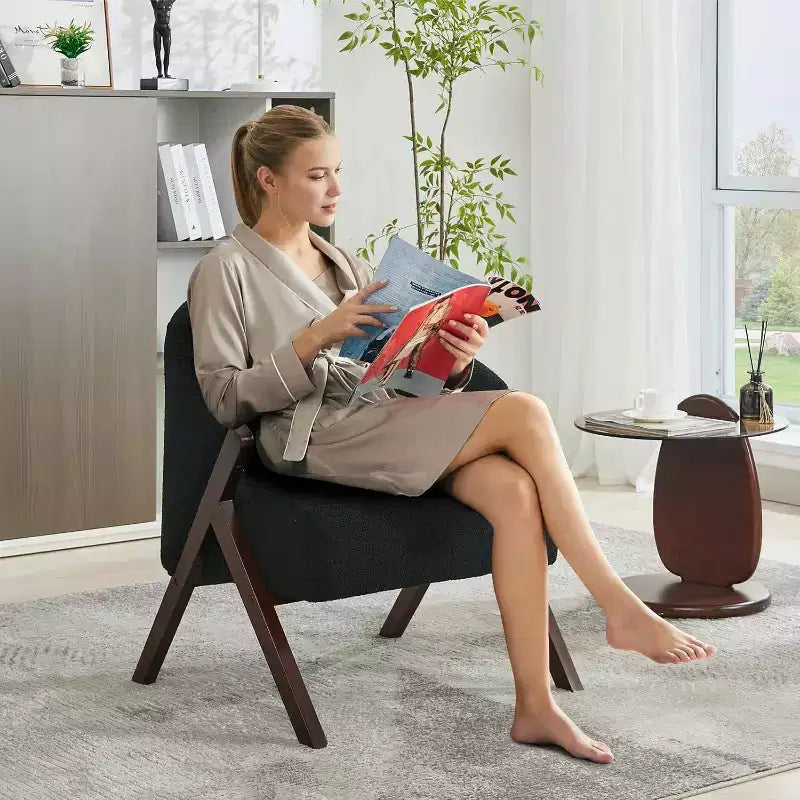 Moderner Sessel, PU-Material, bequemer Polsterlesestuhl, armloser Sofasessel, geeignet für Wohn- und Schlafzimmer