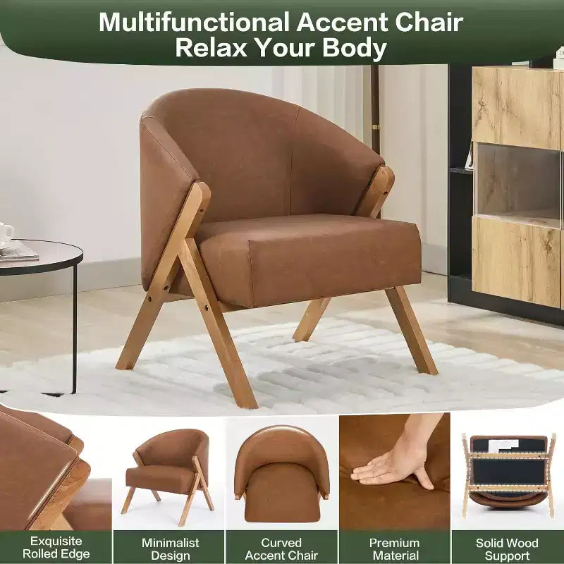 Moderner Sessel, PU-Material, bequemer Polsterlesestuhl, armloser Sofasessel, geeignet für Wohn- und Schlafzimmer
