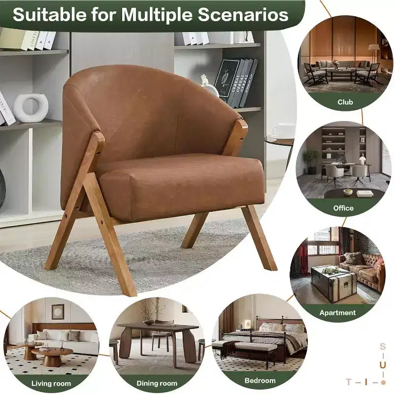 Moderner Sessel, PU-Material, bequemer Polsterlesestuhl, armloser Sofasessel, geeignet für Wohn- und Schlafzimmer