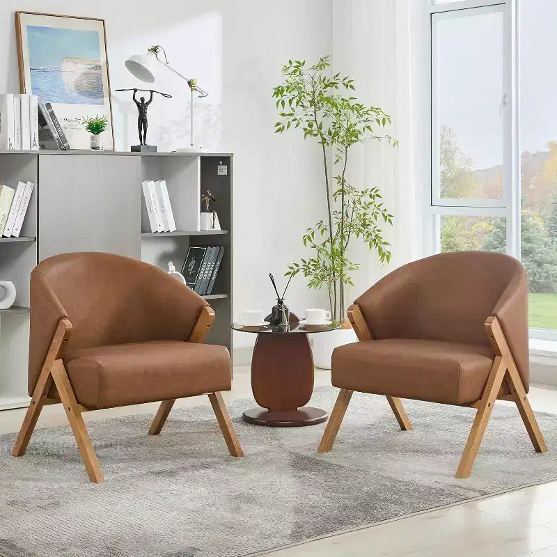 Moderner Sessel, PU-Material, bequemer Polsterlesestuhl, armloser Sofasessel, geeignet für Wohn- und Schlafzimmer