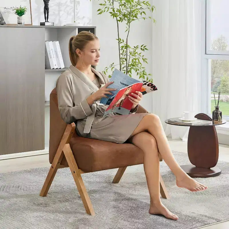 Moderner Sessel, PU-Material, bequemer Polsterlesestuhl, armloser Sofasessel, geeignet für Wohn- und Schlafzimmer