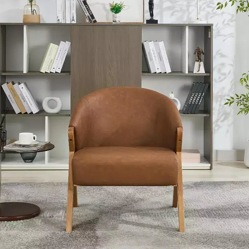 Moderner Sessel, PU-Material, bequemer Polsterlesestuhl, armloser Sofasessel, geeignet für Wohn- und Schlafzimmer