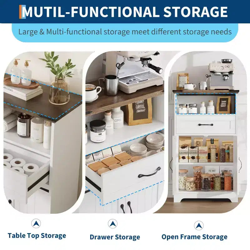 Bauernhaus-Aufbewahrungsschrank, freistehender Badezimmer-Organizer mit Türen und Schublade