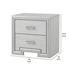 Nachttisch mit 2 Schubladen, USB-A- und USB-C-Ladeanschlüssen, rustikales weißes Holz, 73,7 x 69,8 cm
