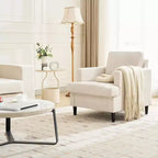 Mid-Century Modern Leinen Sessel Bequemes Polstersofa mit dicker Polsterung & Beinen, tiefer Sitz & keine Montage erforderlich, für Wohnzimmer, Schlafzimmer