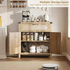 29.9'' Kleiner Rattan-Buffetschrank mit Stauraum, Küchen-Kaffeebar-Schrank mit Türen und Schublade, Sideboard mit verstellbaren Einlegeböden und Griff