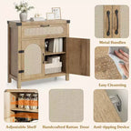 29.9'' Kleiner Rattan-Buffetschrank mit Stauraum, Küchen-Kaffeebar-Schrank mit Türen und Schublade, Sideboard mit verstellbaren Einlegeböden und Griff