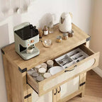 29.9'' Kleiner Rattan-Buffetschrank mit Stauraum, Küchen-Kaffeebar-Schrank mit Türen und Schublade, Sideboard mit verstellbaren Einlegeböden und Griff