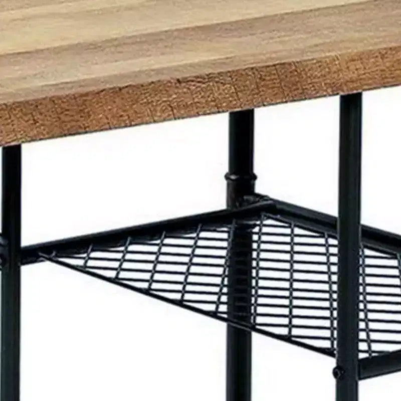 47" Industrie-Schreibtisch mit Rollenakzenten, schwarzem Metallgestell und Holzplatte