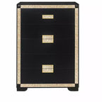 4-Schubladen-Kommode, horizontal, Schwarz & Gold, traditioneller Glamour-Stil, 34,1" x 48,35"