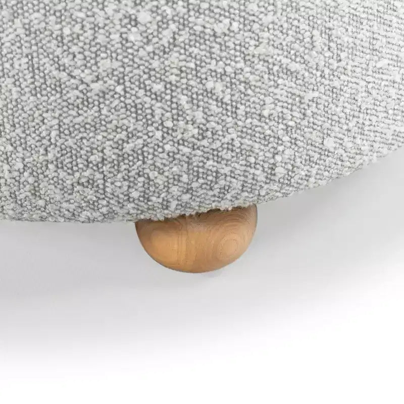 Runder Bouclé-Aufbewahrungshocker, gepolsterte Fußstütze mit verstecktem Fach, moderner Stil