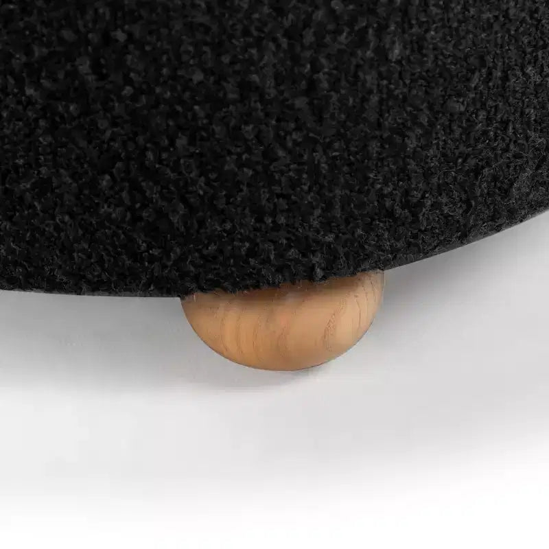Runder Bouclé-Aufbewahrungshocker, gepolsterte Fußstütze mit verstecktem Fach, moderner Stil