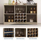 47 Weinbarschrank mit 9 Gläserhaltern, gerillter Spirituosen-Kaffee-Barschrank mit Stauraum für Esszimmer, Sideboard Buffet Schrank für Wohnzimmer