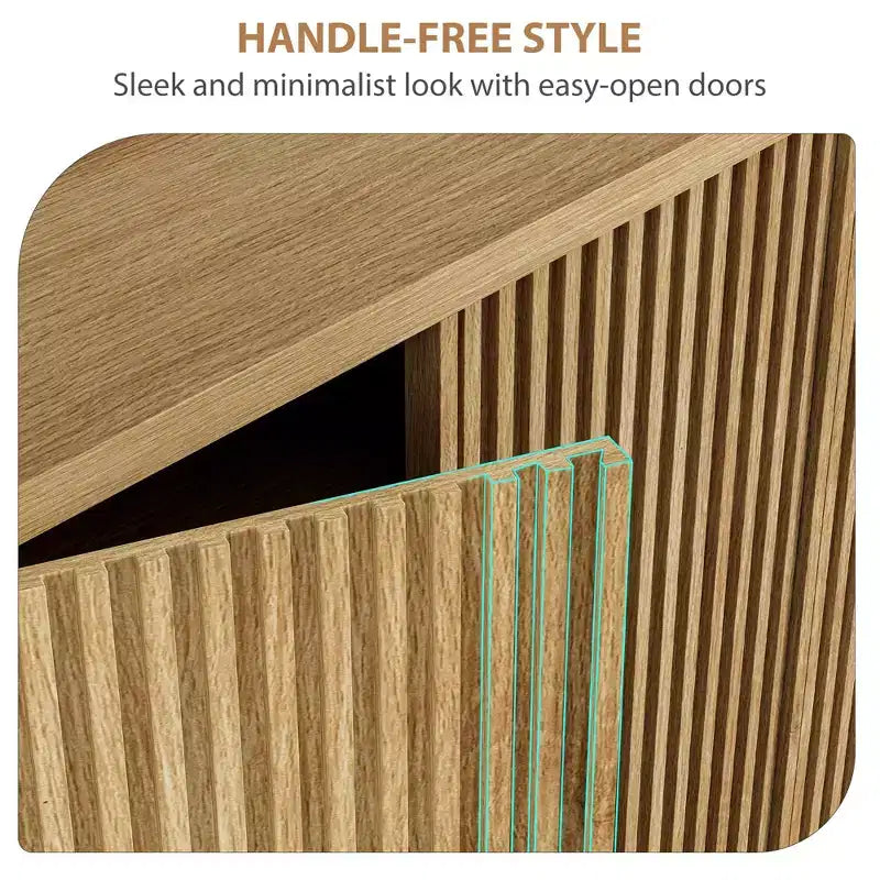 46 Zoll Holzschuhschrank mit geriffelter Tür – Verstellbarer Stauraum fasst 30-35 Paar für Eingangsbereich & Wohnzimmer