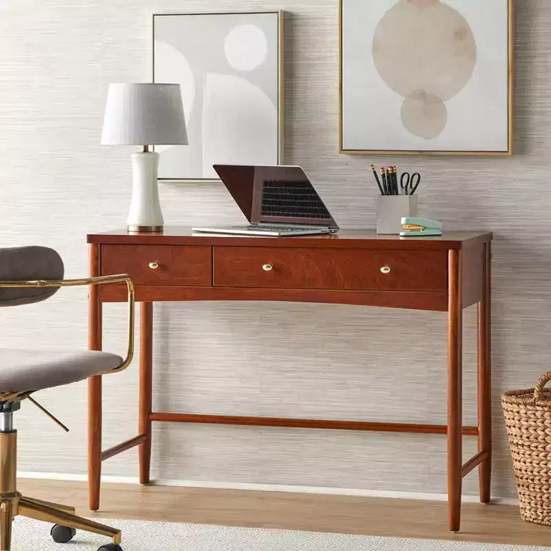 Schreibtisch mit 2 Schubladen, Kiefernholzrahmen mit MDF-Oberfläche, 106,7 cm B x 77,5 cm H, Montage durch Erwachsene