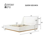 Luxuriöses gepolstertes Plattformbett mit Ohrenlehnen, Queen/King, spritzwassergeschütztes Bouclé, 360 kg Tragfähigkeit