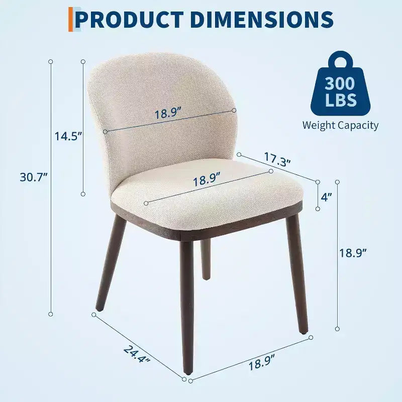 Moderne Polster-Esszimmerstühle (2er-Set), ergonomische Rückenlehne, stabile Holzbeine, 120 kg Tragkraft, bequeme Sitzgelegenheit für Küche oder Restaurant, Leinen