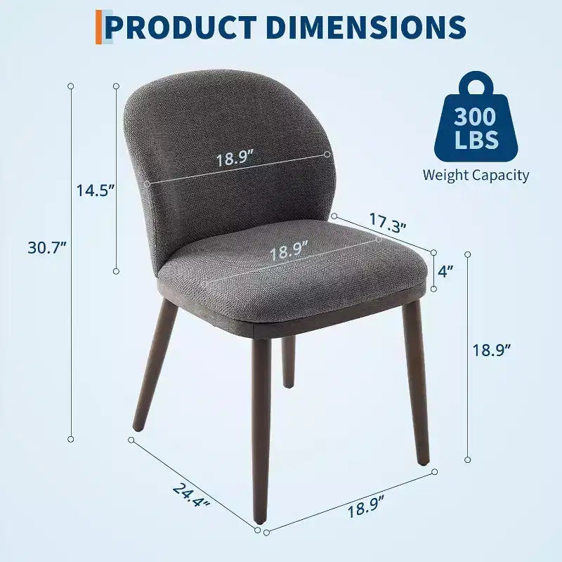 Moderne Polster-Esszimmerstühle (2er-Set), ergonomische Rückenlehne, stabile Holzbeine, 120 kg Tragkraft, bequeme Sitzgelegenheit für Küche oder Restaurant, Leinen