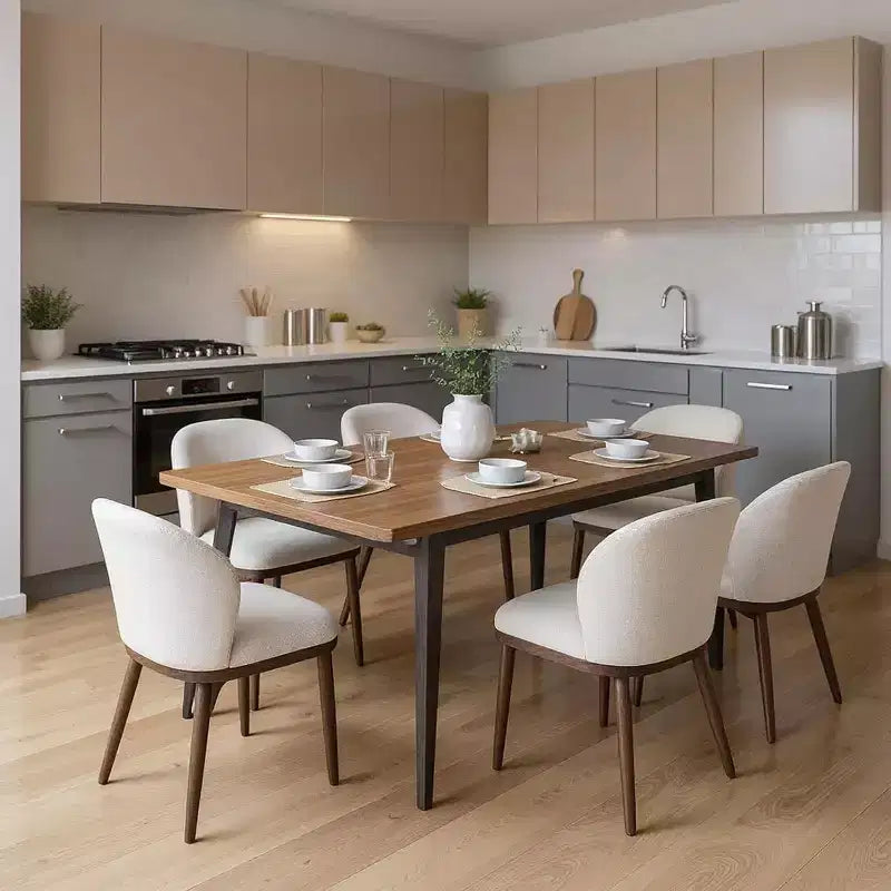 Moderne Polster-Esszimmerstühle (2er-Set), ergonomische Rückenlehne, stabile Holzbeine, 120 kg Tragkraft, bequeme Sitzgelegenheit für Küche oder Restaurant, Leinen