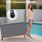 125 Gallon Outdoor Wicker Deck Box, wetterfeste wasserdichte Terrassenaufbewahrungsbox mit PE-Rattan-Finish und Stahlrahmen, für Kissen, Gartenwerkzeuge