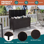 125 Gallon Outdoor Wicker Deck Box, wetterfeste wasserdichte Terrassenaufbewahrungsbox mit PE-Rattan-Finish und Stahlrahmen, für Kissen, Gartenwerkzeuge