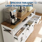 51" Bauernhaus-Buffetschrank mit 4 Scheunentüren, 3 Schubladen und Stauraum für das Esszimmer