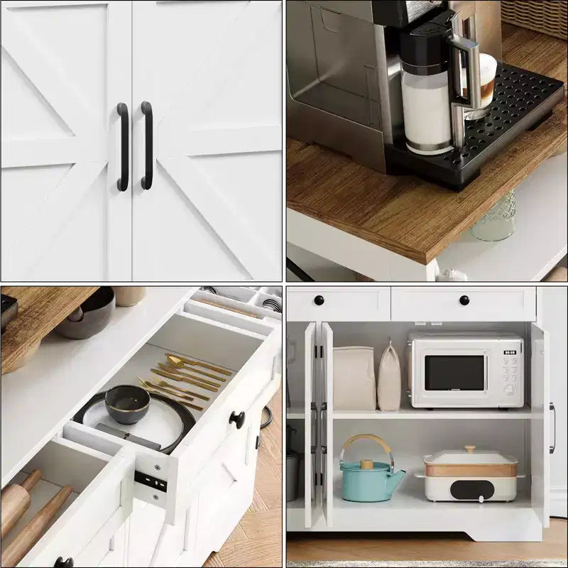 51" Bauernhaus-Buffetschrank mit 4 Scheunentüren, 3 Schubladen und Stauraum für das Esszimmer
