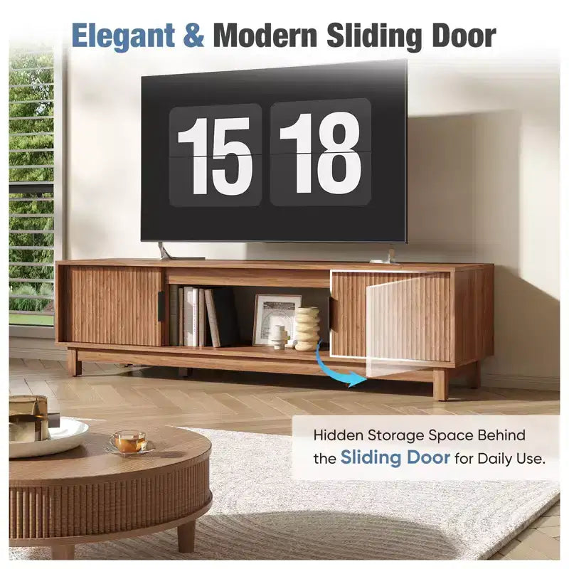 Mid-Century Modern TV-Schrank mit Stauraum & Kabelführung für Fernseher bis 75"
